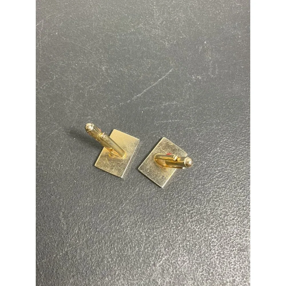 Rectangular Gold Tone Chainmail Pattern Cufflinks